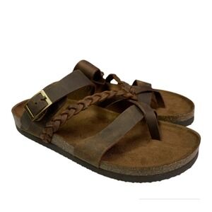 Mountain Sole Leather Sandals Women's‎ Size 10 Brown Slip-On Comfort Shoes